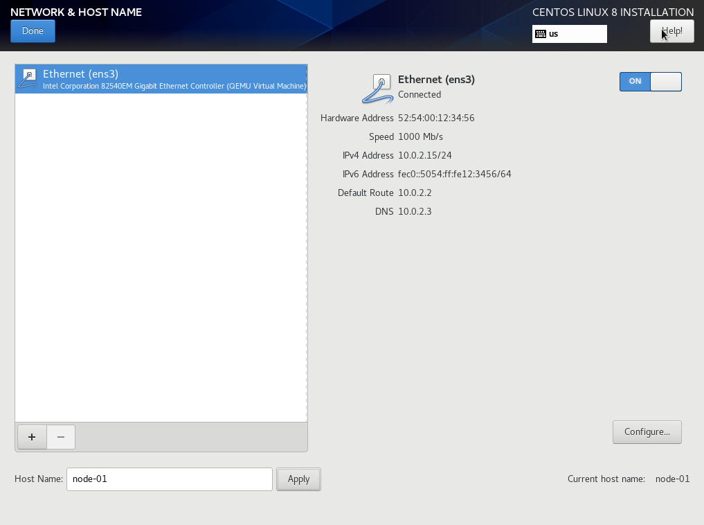 configure network and hostname